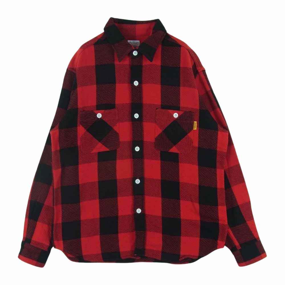 STANDARD CALIFORNIA スタンダードカリフォルニア FLANNEL CHECK SHIRT フランネル ブロック チェック 長袖 シャツ レッド系 ブラック系 M【新古品】【未使用】【中古】