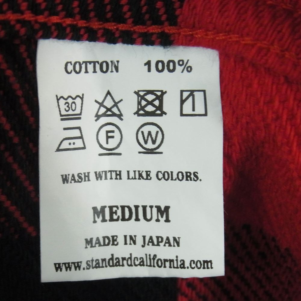 STANDARD CALIFORNIA スタンダードカリフォルニア FLANNEL CHECK SHIRT フランネル ブロック チェック 長袖 シャツ レッド系 ブラック系 M【新古品】【未使用】【中古】
