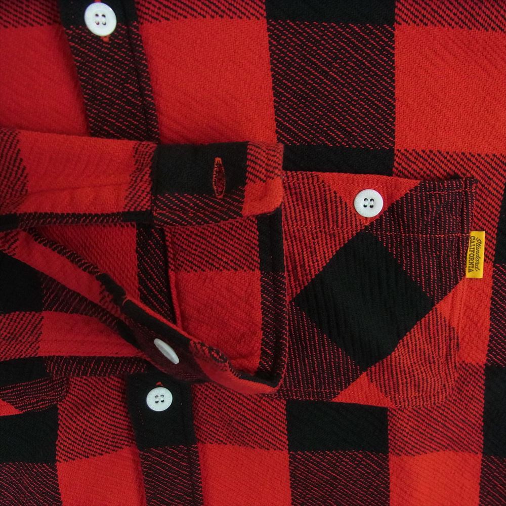STANDARD CALIFORNIA スタンダードカリフォルニア FLANNEL CHECK SHIRT フランネル ブロック チェック 長袖 シャツ レッド系 ブラック系 M【新古品】【未使用】【中古】