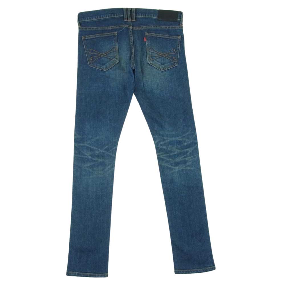 ROEN ロエン ペイント加工 ラインストーン スカル レオパード サイドライン デニム パンツ ジーンズ インディゴブルー系 31【中古】