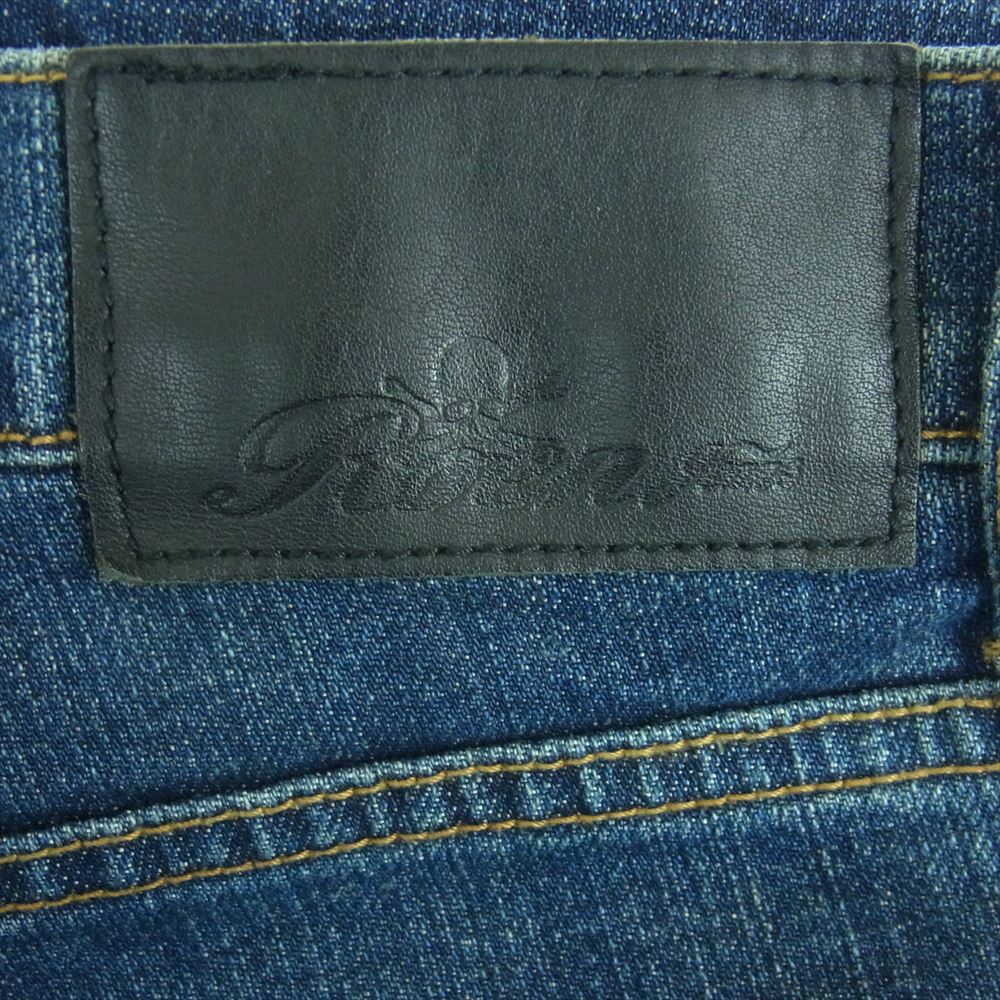 ROEN ロエン ペイント加工 ラインストーン スカル レオパード サイドライン デニム パンツ ジーンズ インディゴブルー系 31【中古】
