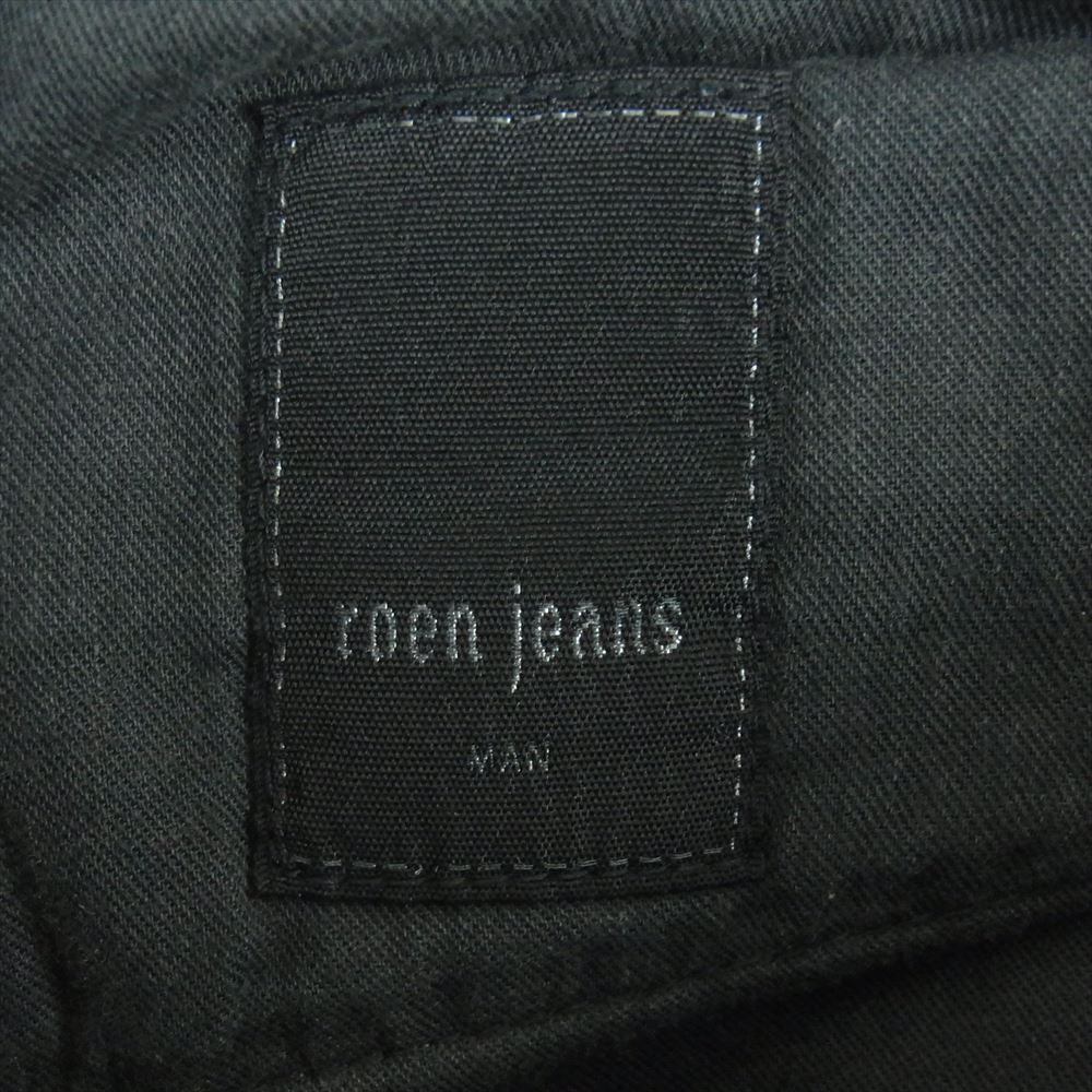 ROEN ロエン ペイント加工 ラインストーン スカル レオパード サイドライン デニム パンツ ジーンズ インディゴブルー系 31【中古】