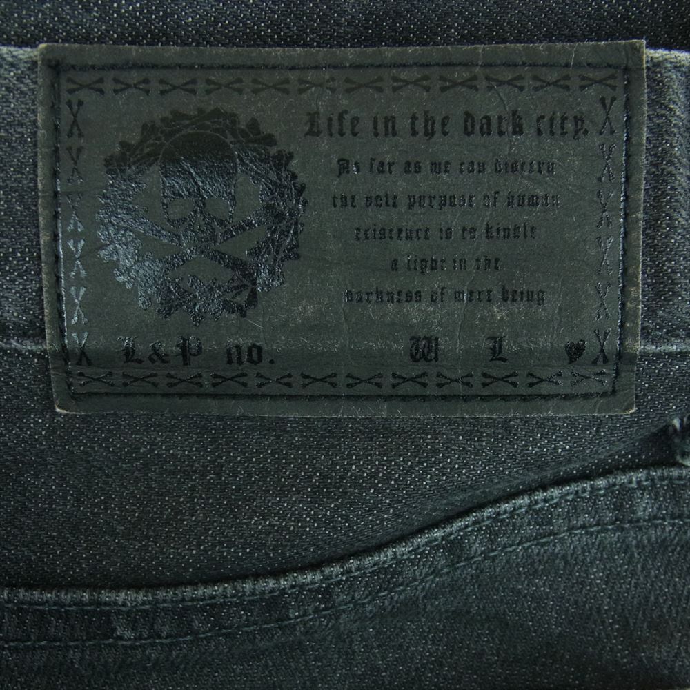 ROEN ロエン ペイント加工 ラインストーン スカル刺繍 スタッズ サイドライン デニム パンツ ジーンズ グレー系 32【中古】