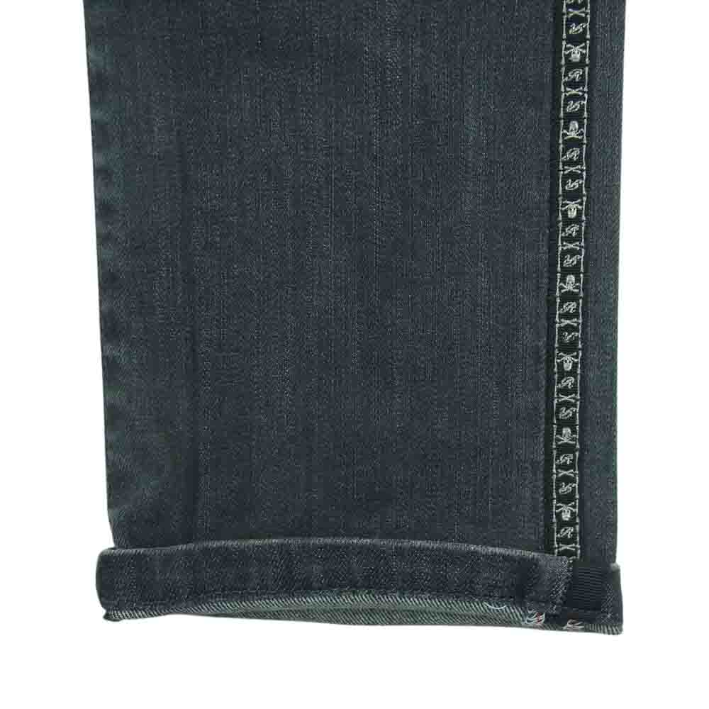 ROEN ロエン ペイント加工 ラインストーン スカル刺繍 スタッズ サイドライン デニム パンツ ジーンズ グレー系 32【中古】