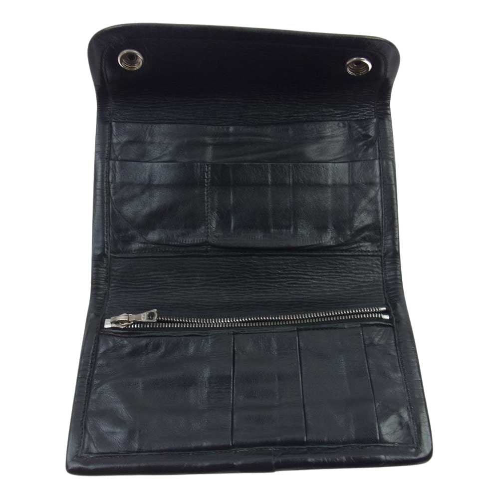 TRAVIS WALKER トラヴィスワーカー クロスフロッグパッチ インレイ スティングレイ レザー ウォレット 長財布 ブラック系【中古】