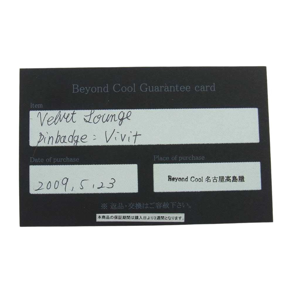 Velvet Lounge ヴェルヴェットラウンジ VLZ029 ビヨンクールギャランティ付属 PINBADGE ヴィヴィッド ピンバッジ ブラック系 レッド系【中古】