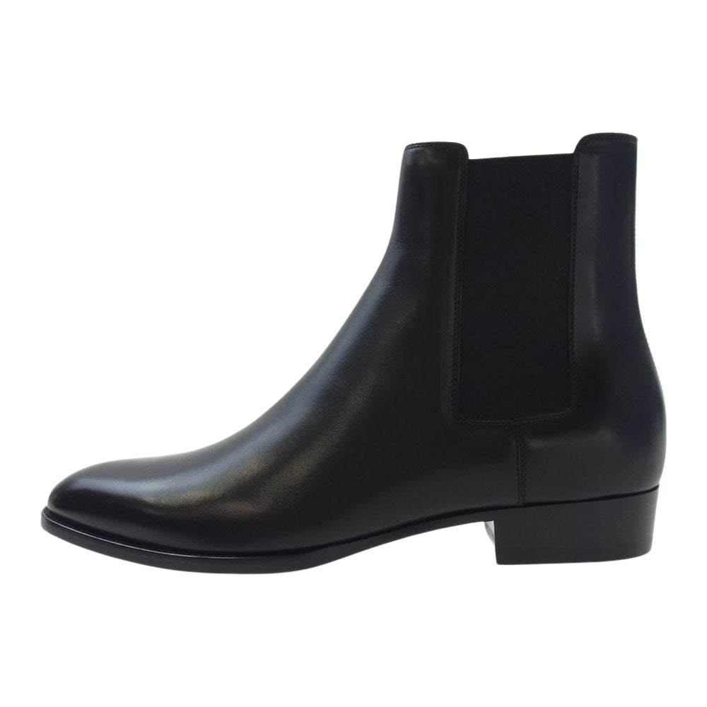 SAINT LAURENT サンローラン 592438 wyatt chelsea boots レザー サイドゴア チェルシー ブーツ  ブラック系 43【新古品】【未使用】【中古】
