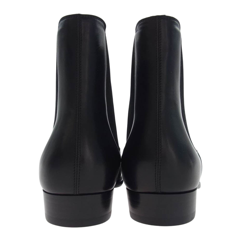 SAINT LAURENT サンローラン 592438 wyatt chelsea boots レザー サイドゴア チェルシー ブーツ  ブラック系 43【新古品】【未使用】【中古】
