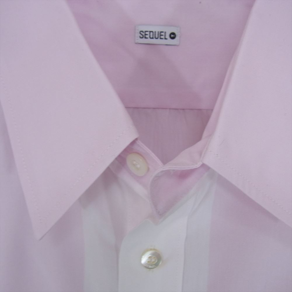 シークエル 22AW SQ-22AW-SH-03 LINE SHIRT ライン 長袖 シャツ ピンク系 S【美品】【中古】