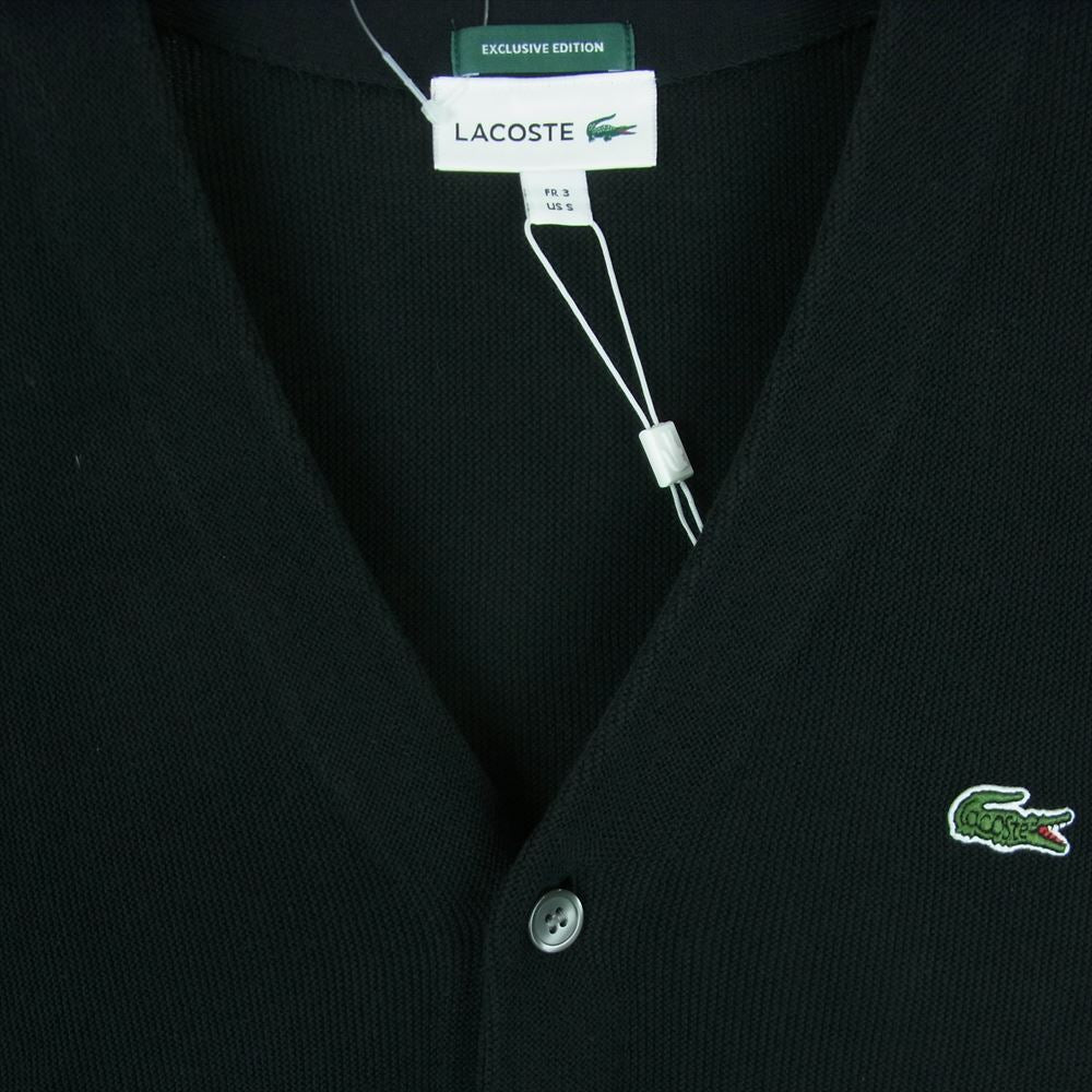 LACOSTE ラコステ for BEAMS ビームス 別注 カーディガン コットン ベトナム製 ブラック系 3【新古品】【未使用】【中古】