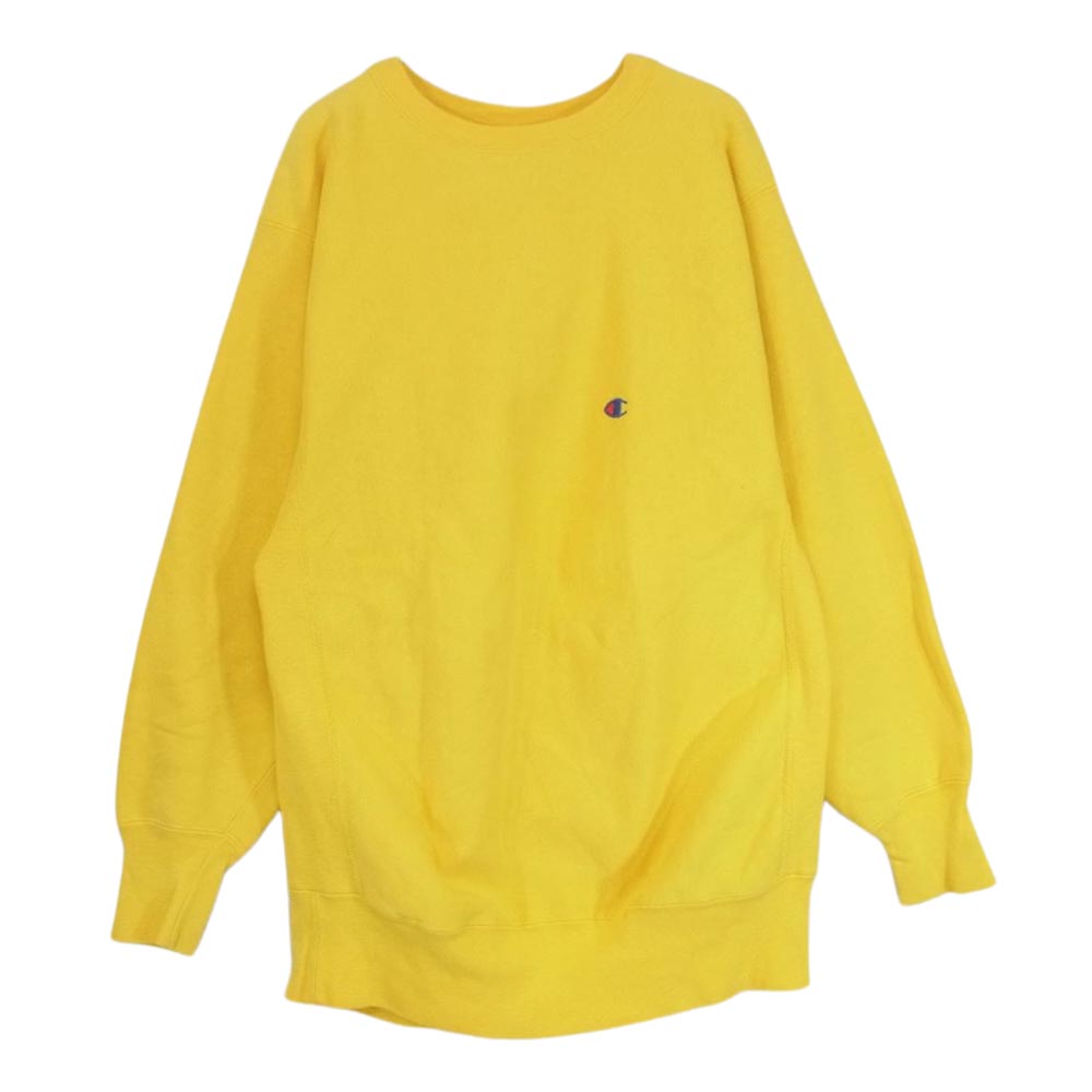 Champion チャンピオン 90s 目有り 無地ブランク リバースウィーブ スウェット トレーナー イエロー系 XL【中古】