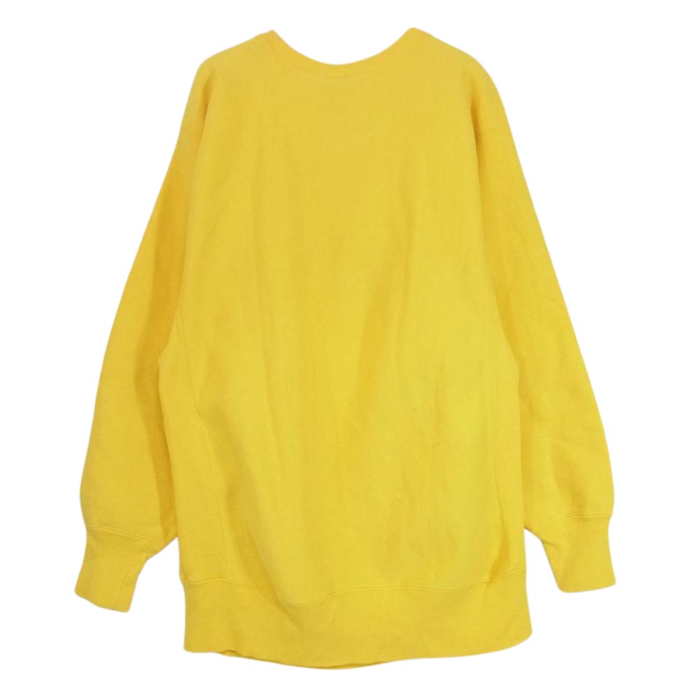 Champion チャンピオン 90s 目有り 無地ブランク リバースウィーブ スウェット トレーナー イエロー系 XL【中古】