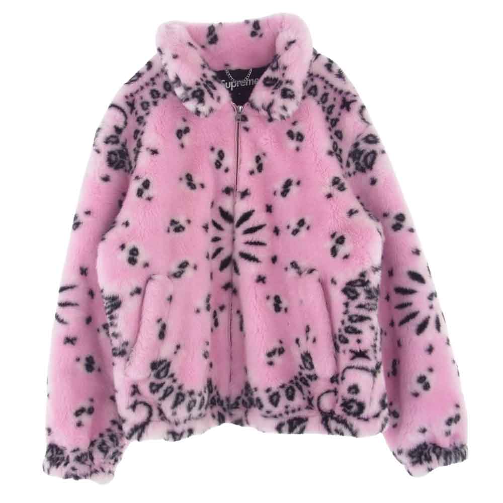 Supreme シュプリーム 21SS Bandana Faux Fur Bomber Jacket バンダナ ペイズリー フェイクファー ボンバー ジャケット ピンク系 L【中古】