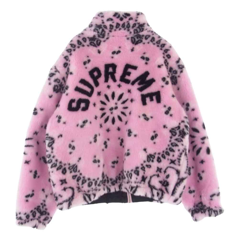 Supreme シュプリーム 21SS Bandana Faux Fur Bomber Jacket バンダナ ペイズリー フェイクファー ボンバー ジャケット ピンク系 L【中古】