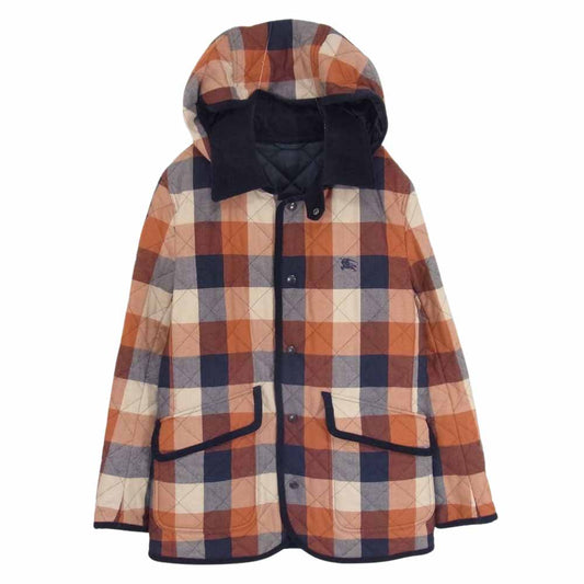 BURBERRY BLACK LABEL バーバリーブラックレーベル D1F26-426-84 襟 コーデュロイ キルティング チェック ジャケット オレンジ系 M【中古】