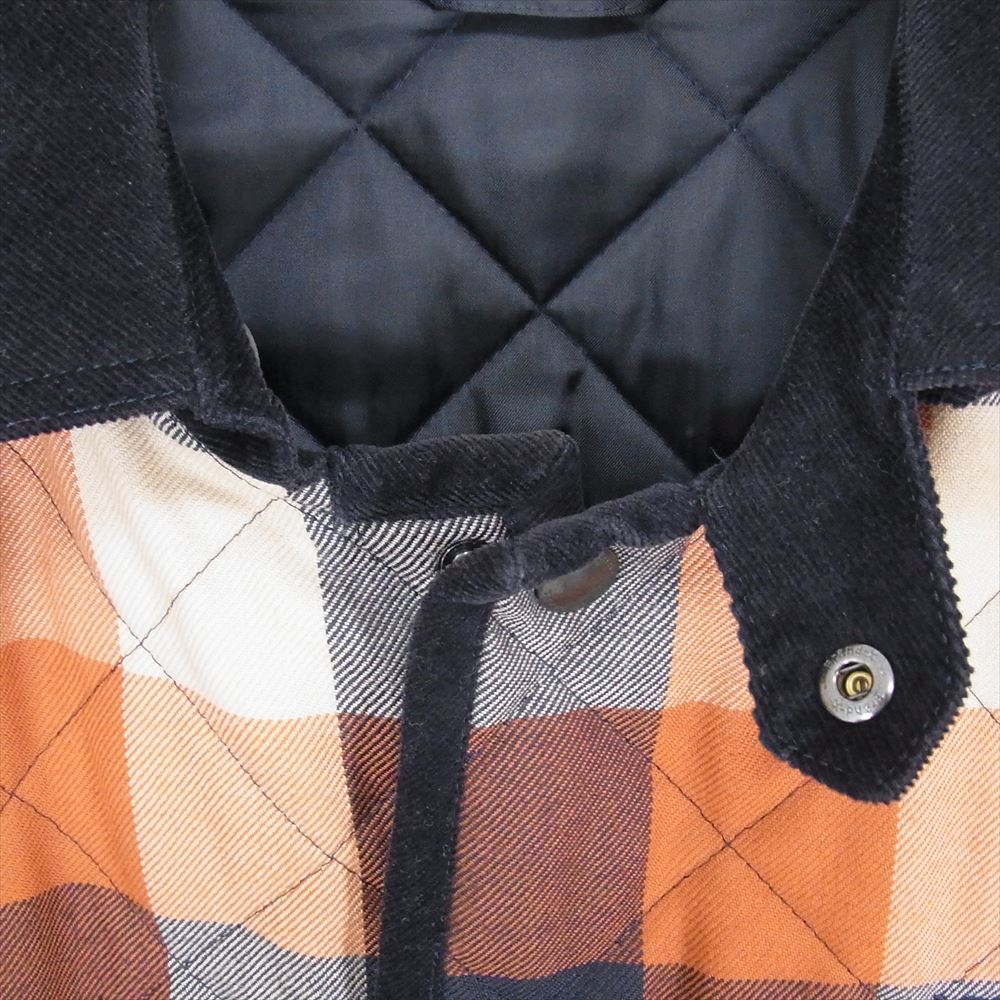 BURBERRY BLACK LABEL バーバリーブラックレーベル D1F26-426-84 襟 コーデュロイ キルティング チェック ジャケット オレンジ系 M【中古】