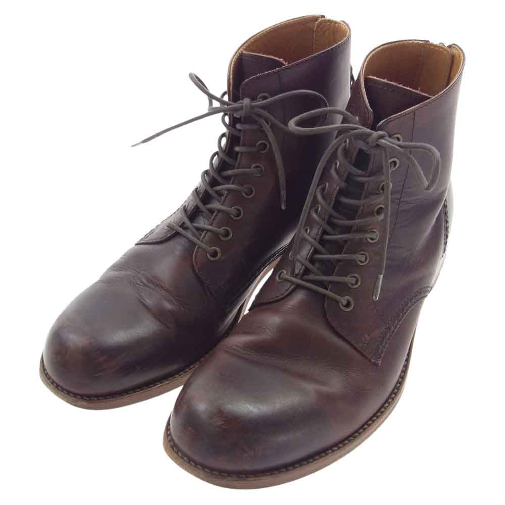 PADRONE パドローネ バックジップ レースアップ ブーツ ブラウン系 41【中古】