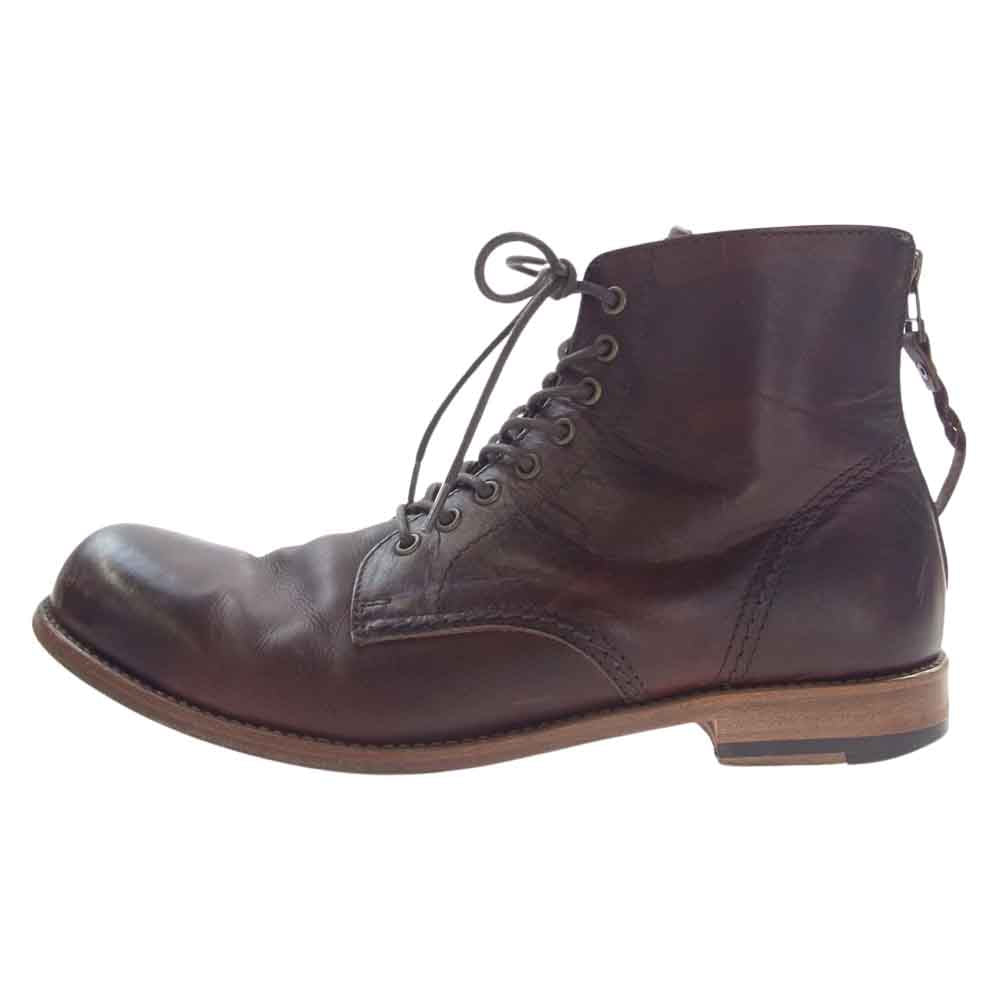 PADRONE パドローネ バックジップ レースアップ ブーツ ブラウン系 41【中古】