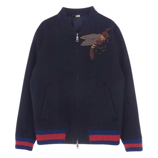 GUCCI グッチ 407078 Z527B BEE EMBROIDARY 蜂刺繍 ボンバー ジャケット ブルゾン ネイビー系 50【中古】
