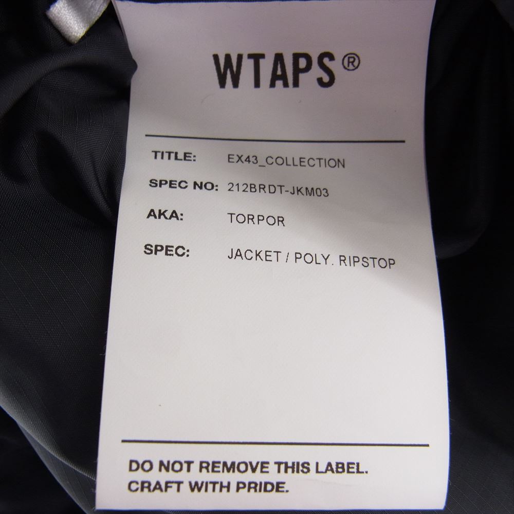 WTAPS ダブルタップス 21AW 212BRDT-JKM03  TORPOR JACKET POLY RIPSTOP トーパーリップストップ 中綿 ジャケット ブラック系 03【美品】【中古】