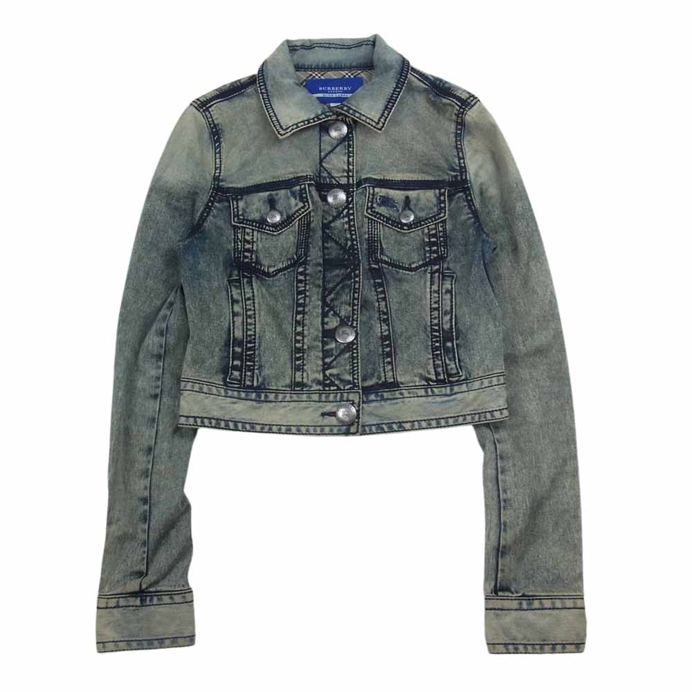 BURBERRY バーバリー BLUE LABEL ブルーレーベル ウォッシュ加工 ストレッチ ショート デニム ジャケット インディゴブルー系 38【中古】