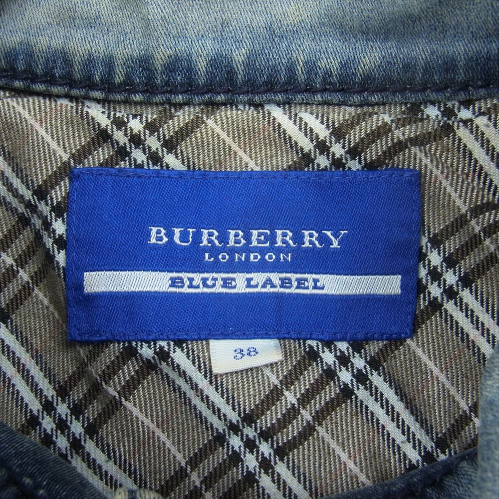 BURBERRY バーバリー BLUE LABEL ブルーレーベル ウォッシュ加工 ストレッチ ショート デニム ジャケット インディゴブルー系 38【中古】