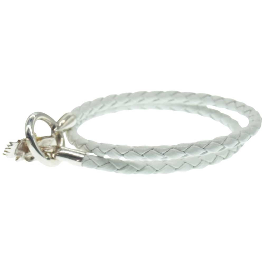 鷲見太郎 ギャランティ付属 WHITE LEATHER BRACELET K18 925 頭金イーグル ホワイト レザー ブレスレット ホワイト系 シルバー系 ゴールド系【美品】【中古】