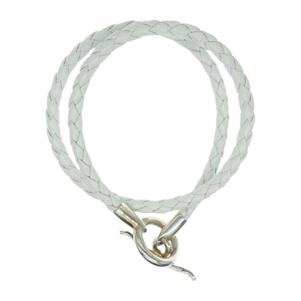 鷲見太郎 ギャランティ付属 WHITE LEATHER BRACELET K18 925 頭金イーグル ホワイト レザー ブレスレット ホワイト系 シルバー系 ゴールド系【美品】【中古】