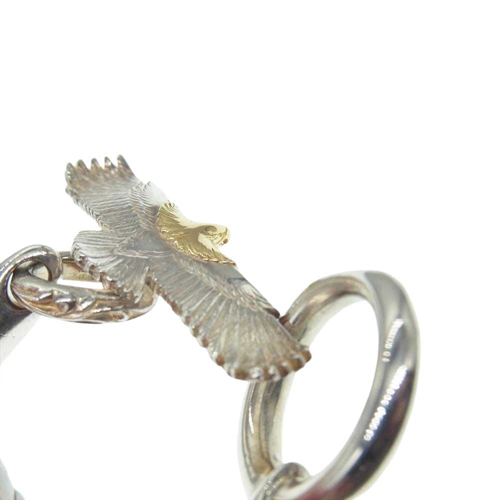 鷲見太郎 ギャランティ付属 WHITE LEATHER BRACELET K18 925 頭金イーグル ホワイト レザー ブレスレット ホワイト系 シルバー系 ゴールド系【美品】【中古】