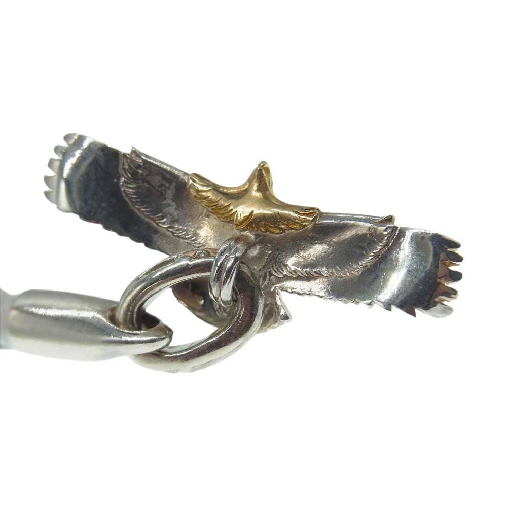 鷲見太郎 ギャランティ付属 WHITE LEATHER BRACELET K18 925 頭金イーグル ホワイト レザー ブレスレット ホワイト系 シルバー系 ゴールド系【美品】【中古】