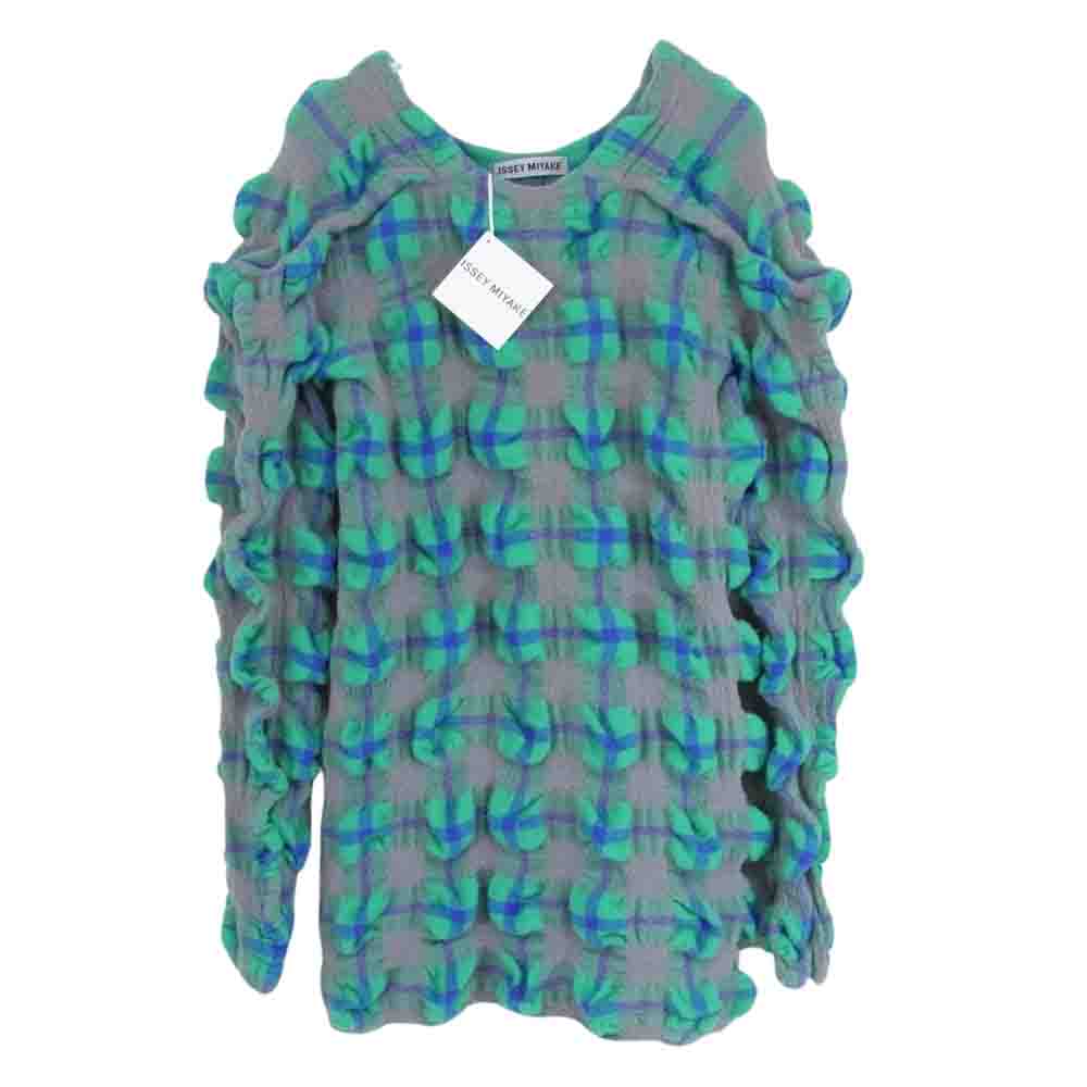 ISSEY MIYAKE イッセイミヤケ 23AW IM33FT059 RHYTHM CHECK DRESS リズム チェック ドレス ワンピース グリーン系 2【中古】