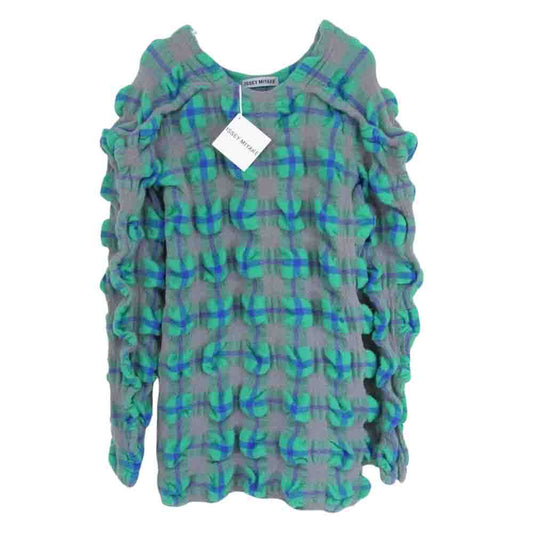 ISSEY MIYAKE イッセイミヤケ 23AW IM33FT059 RHYTHM CHECK DRESS リズム チェック ドレス ワンピース グリーン系 2【中古】