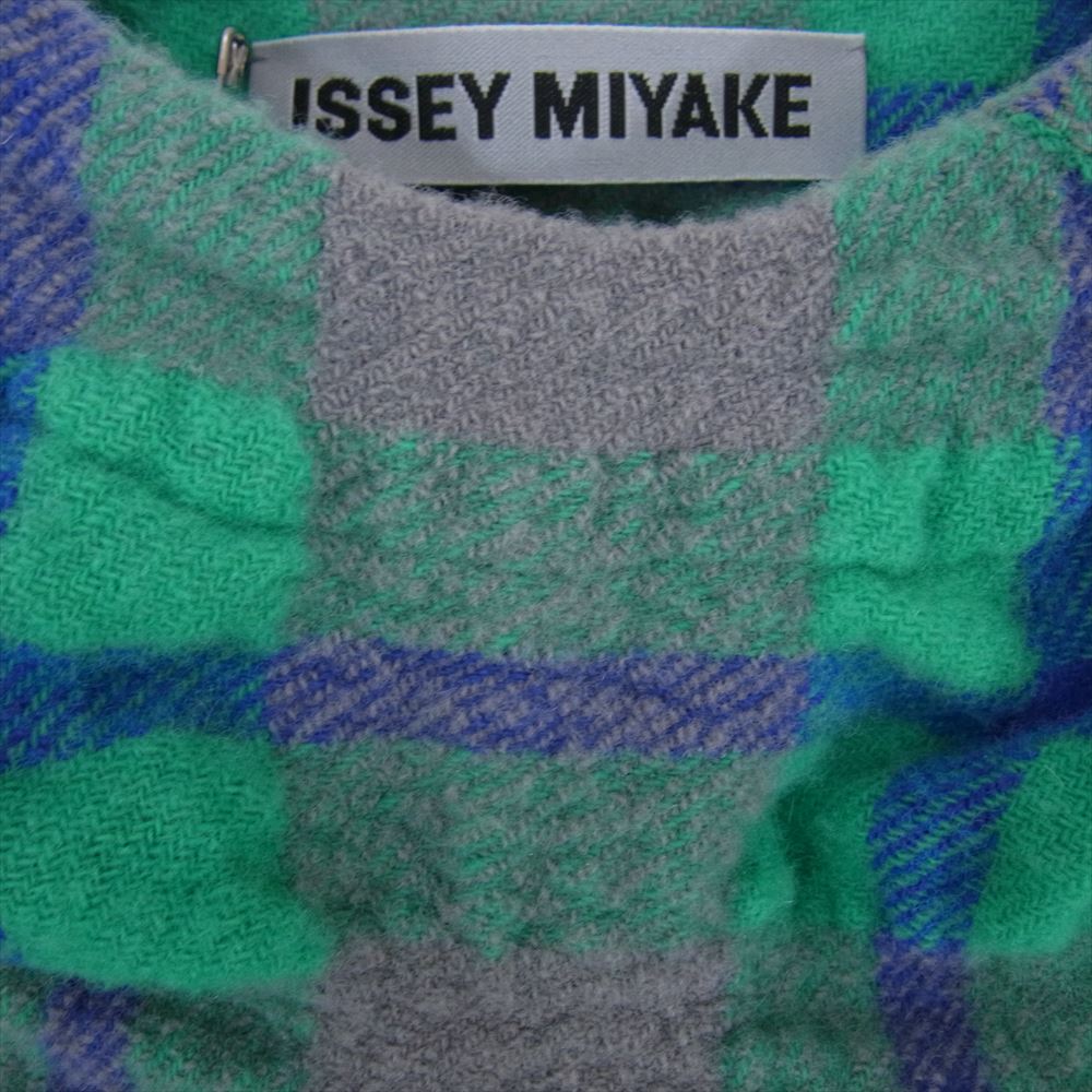 ISSEY MIYAKE イッセイミヤケ 23AW IM33FT059 RHYTHM CHECK DRESS リズム チェック ドレス ワンピース グリーン系 2【中古】