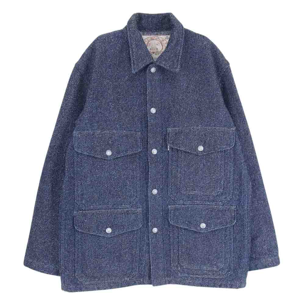 EVISU エヴィス 1155 TWEED HUNTING JACKET ツイード ハンティング ジャケット ネイビー系 38【中古】
