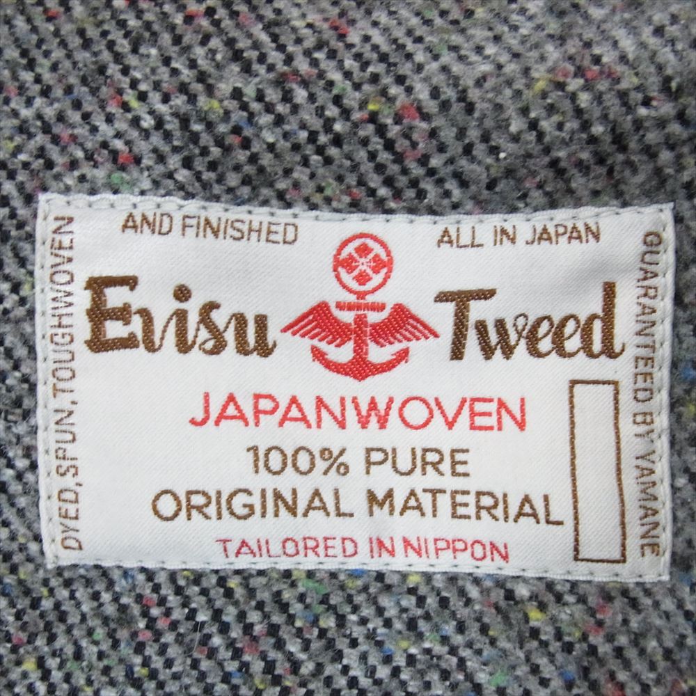 EVISU エヴィス 1155 TWEED HUNTING JACKET ツイード ハンティング ジャケット ネイビー系 38【中古】