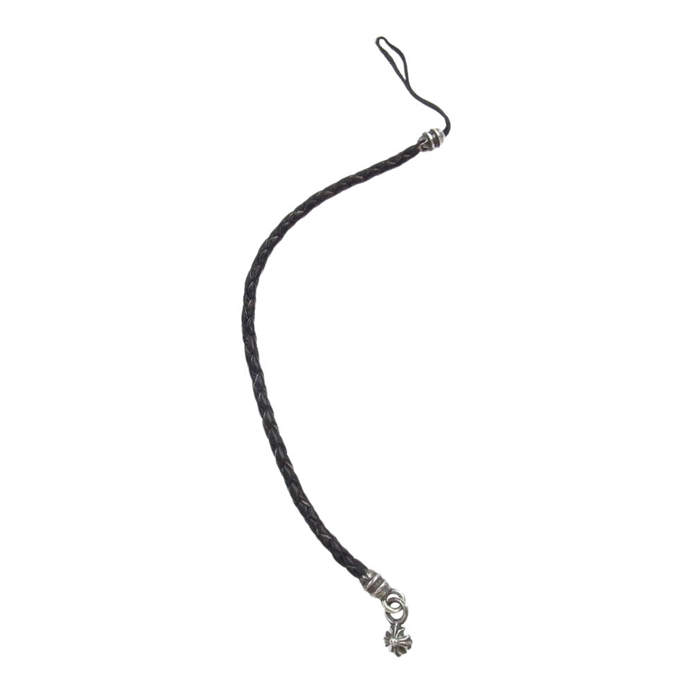 CHROME HEARTS クロムハーツ（原本無） PHONE STRAP CHプラス タイニー レザー フォン ストラップ キーホルダー  ダークブラウン系【中古】
