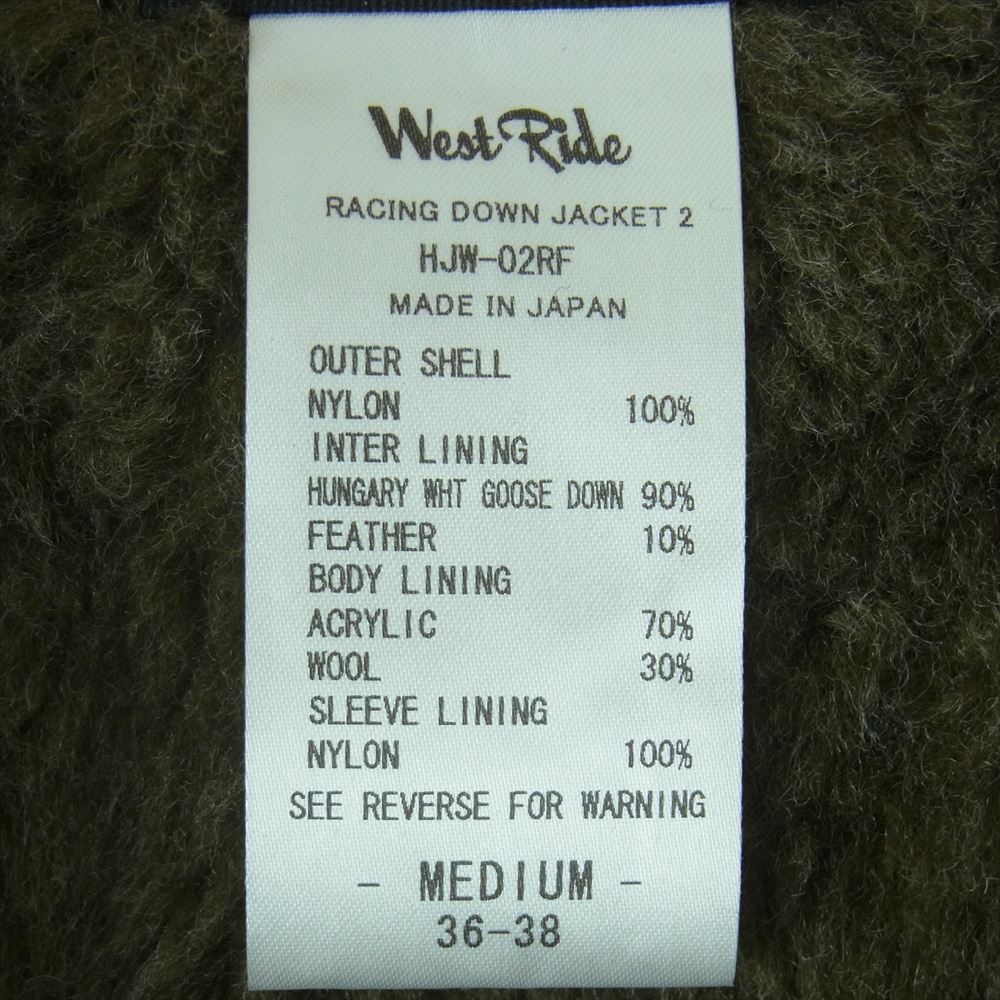 ウエストライド HJW-02RF DOWN RACING TYPE2 ダウン レーシング ジャケット ネイビー系 M 36-38【中古】