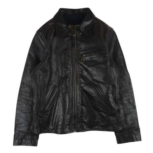 SUGAR CANE シュガーケーン 436 NATION-ALLS UNION MADE HORSEHIDE ホースハイド レザー シングル ライダース ジャケット ダークブラウン系 38【中古】