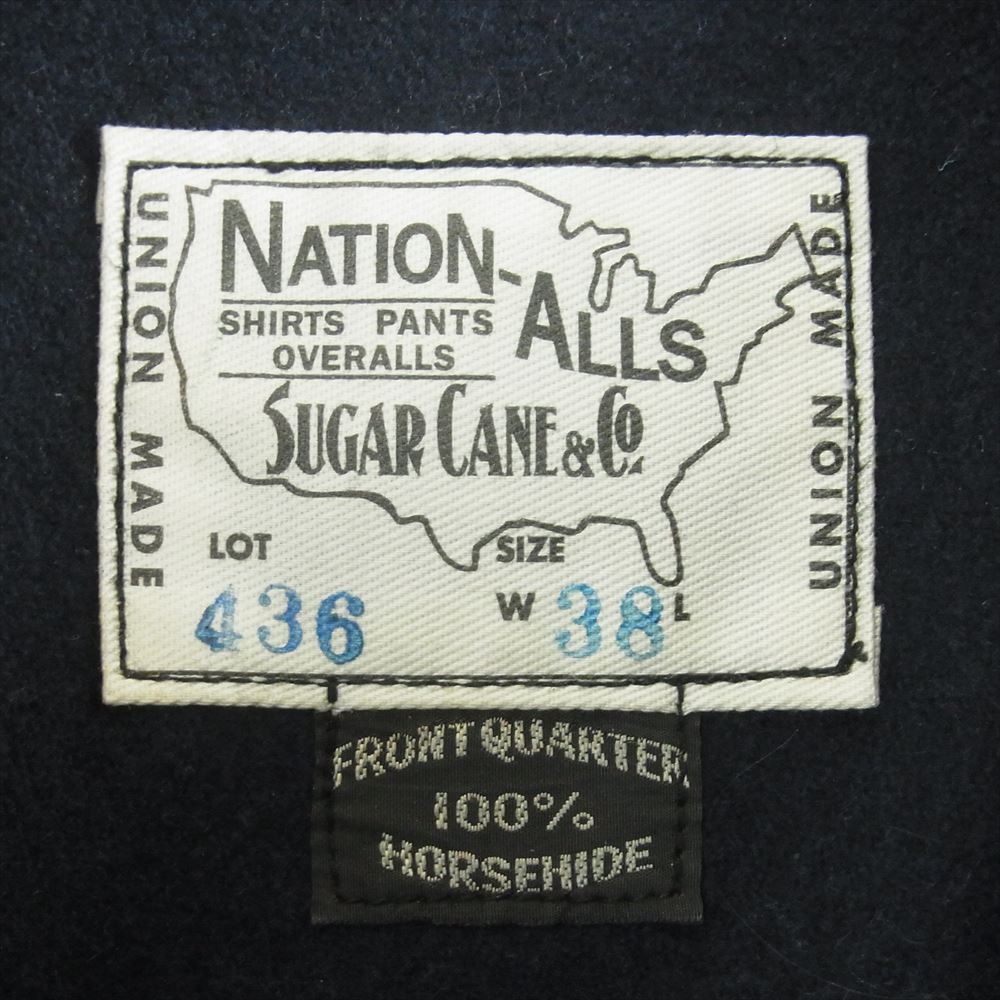 SUGAR CANE シュガーケーン 436 NATION-ALLS UNION MADE HORSEHIDE ホースハイド レザー シングル ライダース ジャケット ダークブラウン系 38【中古】