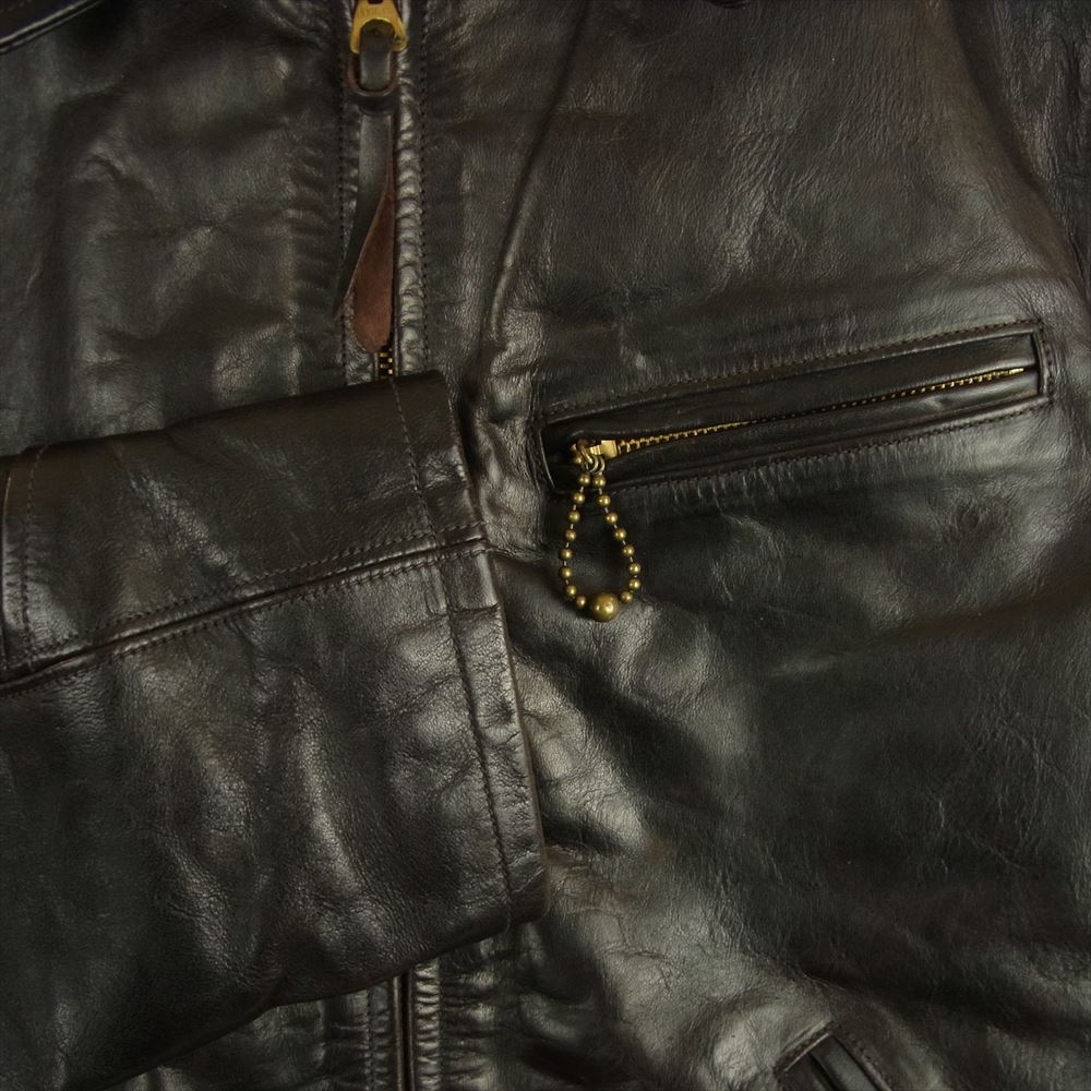 SUGAR CANE シュガーケーン 436 NATION-ALLS UNION MADE HORSEHIDE ホースハイド レザー シングル ライダース ジャケット ダークブラウン系 38【中古】