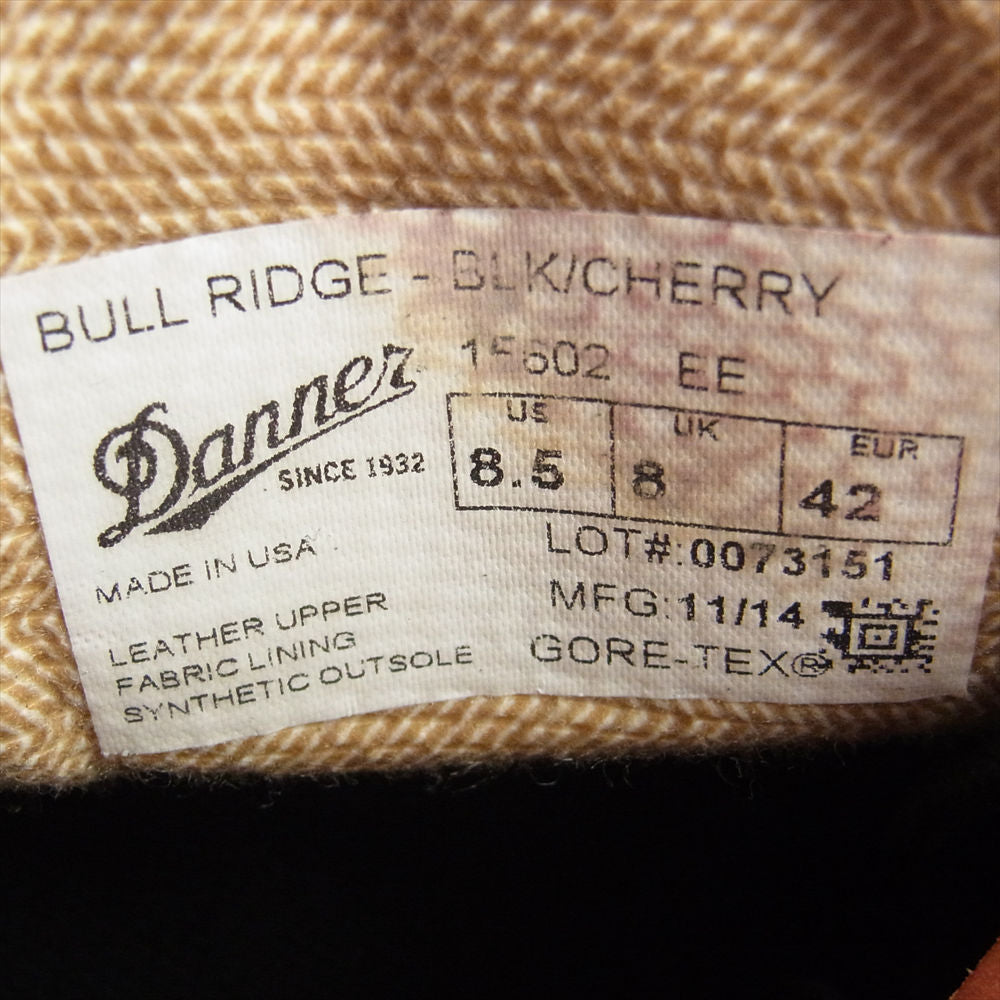 Danner ダナー 15602 USA製 アメリカ製 BULL RIDGE ブルリッジ BLACK CHERRY ブラックチェリー ワークブーツ トレッキングブーツ レッド系 ブラック系 US8.5(26.5cm)【中古】