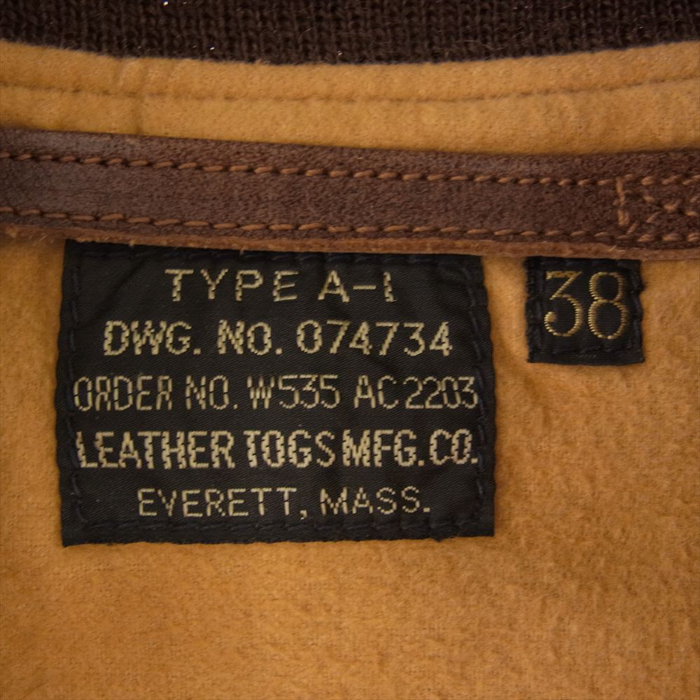 FREEWHEELERS フリーホイーラーズ LEATHER TOGS A-1 ホースハイド フライトジャケット ブラウン系 38【中古】