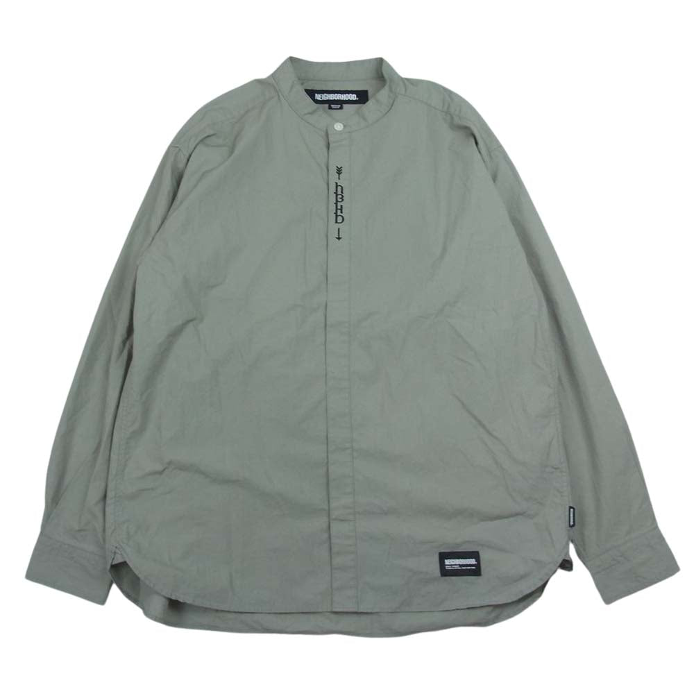 NEIGHBORHOOD ネイバーフッド 232AQNH-SHM03 BANDCOLLAR SHIRT LS スーピマコットン バンドカラー長袖 シャツ  グレージュ系 M【中古】