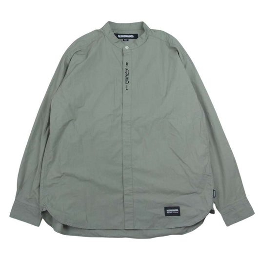 NEIGHBORHOOD ネイバーフッド 232AQNH-SHM03 BANDCOLLAR SHIRT LS スーピマコットン バンドカラー長袖 シャツ  グレージュ系 M【中古】
