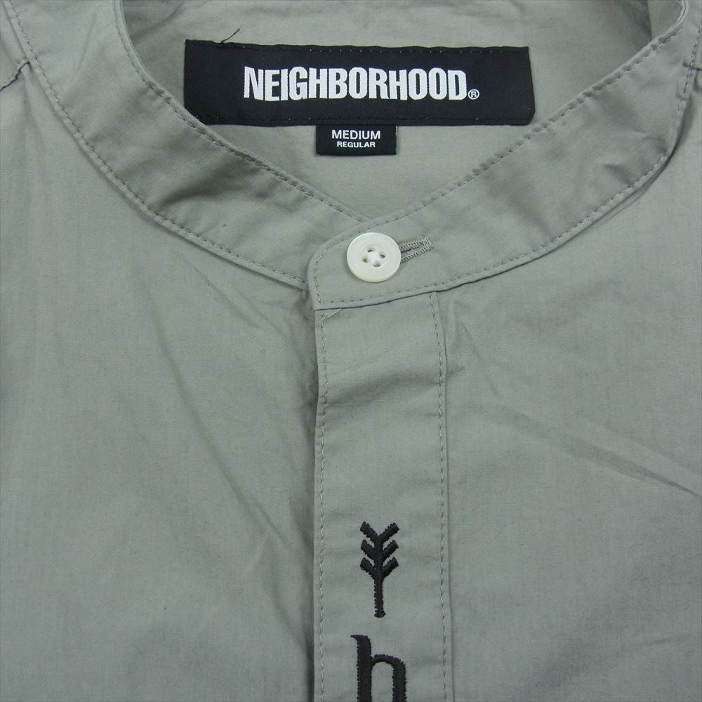 NEIGHBORHOOD ネイバーフッド 232AQNH-SHM03 BANDCOLLAR SHIRT LS スーピマコットン バンドカラー長袖 シャツ  グレージュ系 M【中古】