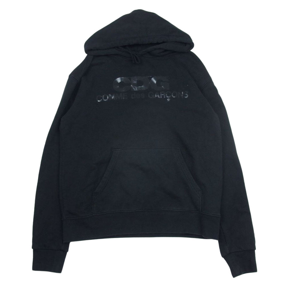 COMME des GARCONS コムデギャルソン SZ-T033 AD2019 CDG ロゴ プルオーバ― パーカー ブラック系 L【中古】