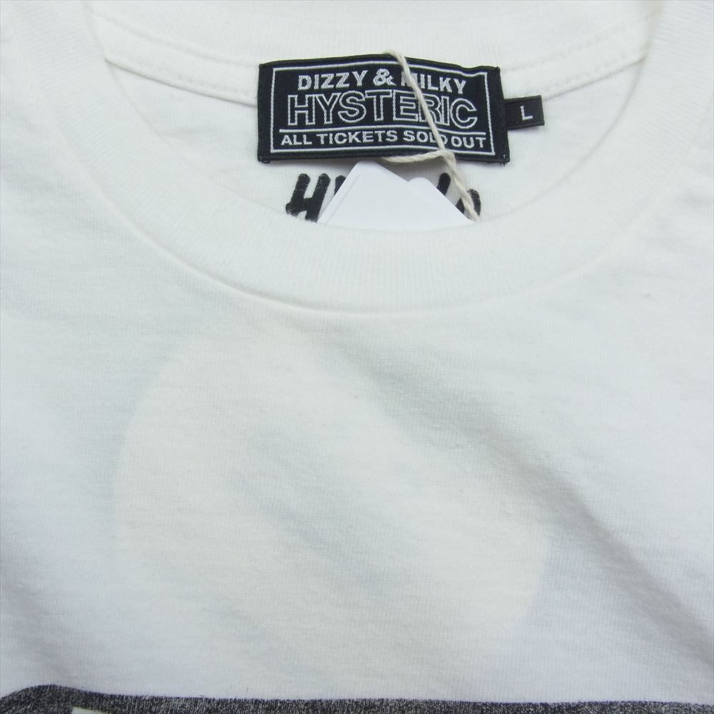 HYSTERIC GLAMOUR ヒステリックグラマー 02233CT12 CHECKER FLAG Tシャツ チェッカー フラッグ ガール 半袖 Tシャツ ホワイト系 L【新古品】【未使用】【中古】