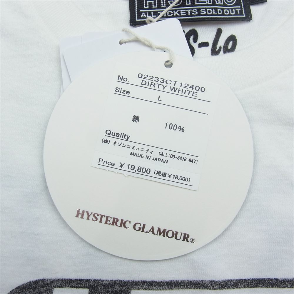HYSTERIC GLAMOUR ヒステリックグラマー 02233CT12 CHECKER FLAG Tシャツ チェッカー フラッグ ガール 半袖 Tシャツ ホワイト系 L【新古品】【未使用】【中古】