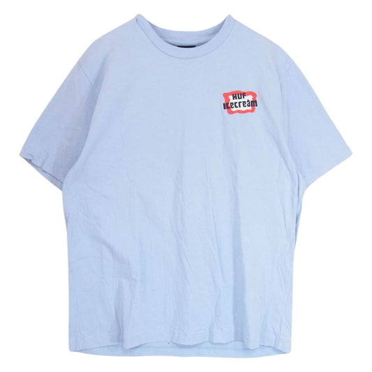 HUF ハフ × ICECREAM アイスクリーム SPACEPOP SS TEE LIGHT BLUE スペースポップ 半袖 Tシャツ ライトブルー系 XL【中古】