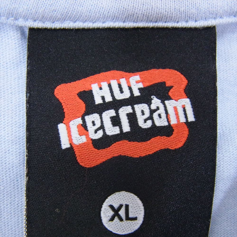 HUF ハフ × ICECREAM アイスクリーム SPACEPOP SS TEE LIGHT BLUE スペースポップ 半袖 Tシャツ ライトブルー系 XL【中古】
